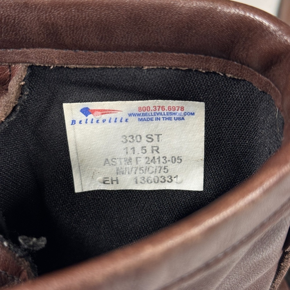 Belleville 330 ST Flight Boots Men's US 11.5 Chocolate Brown Leather Steel Toe - Picture 6 of 8